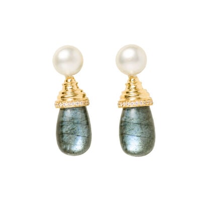 Labradorite and pearl earrings by Carousel Jewels